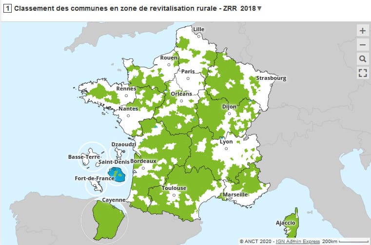 Carte ZRR - Zonages 2023-2024